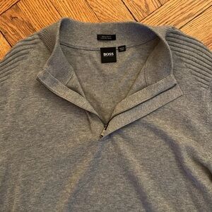 Hugo Boss Men's Quarter Zip-Up Gray Sweater XL